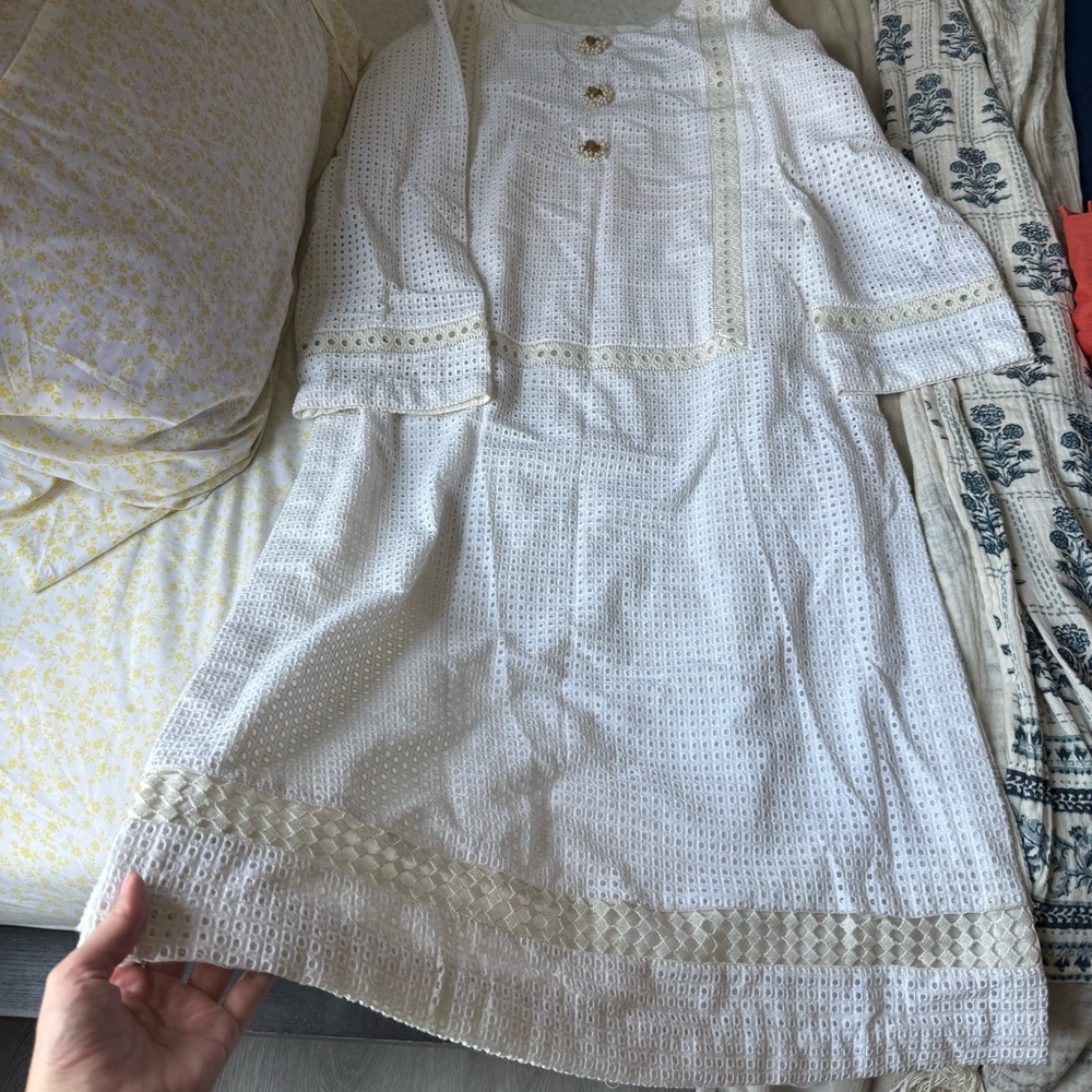White Chikankari Custom stitched Kameez, check description